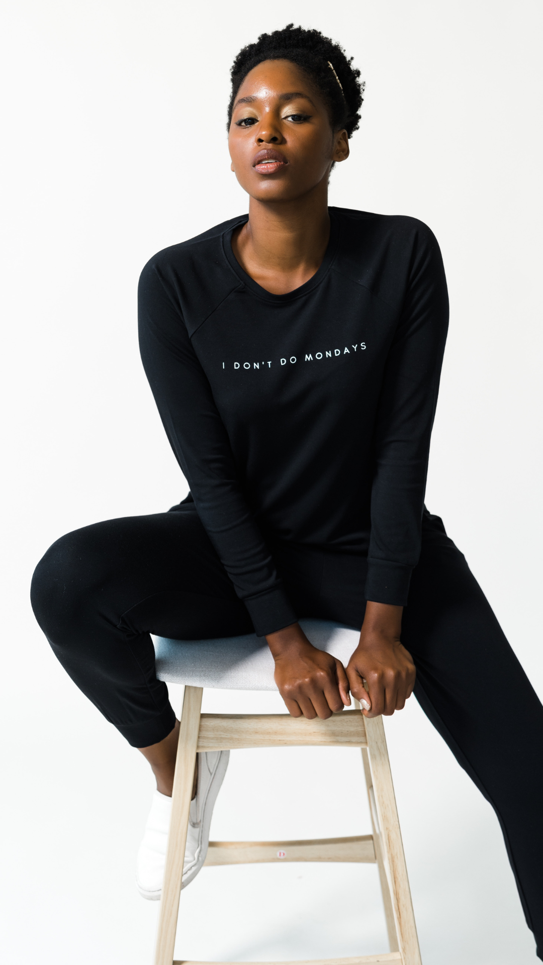 Women's 'I Don't Do Mondays' Bamboo Pullover - Black
