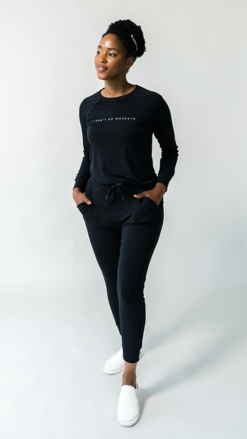 Women's 'I Don't Do Mondays' Bamboo Pullover - Black
