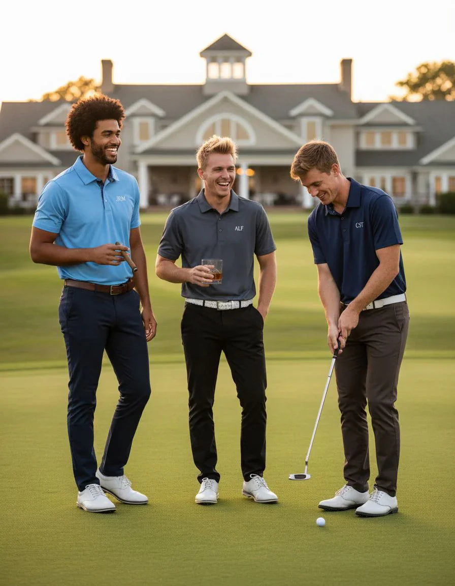 Personalized Groomsmen Golf Polo - Premium Blue Depths print - Performance Fabric