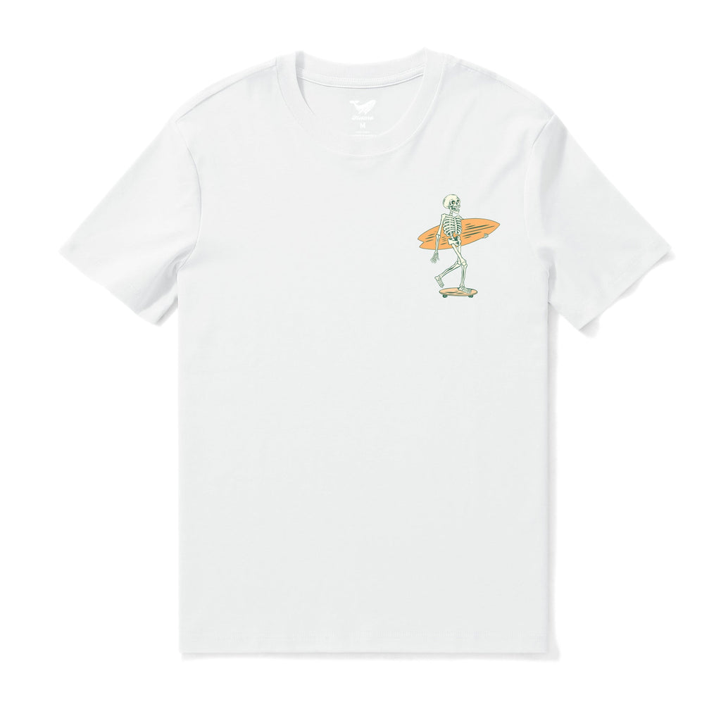 Hawaiian Tee For Men Out There☠️ 🌊BY LOINDAFLOW Tee Crew Neck 100% Cotton - WHITE
