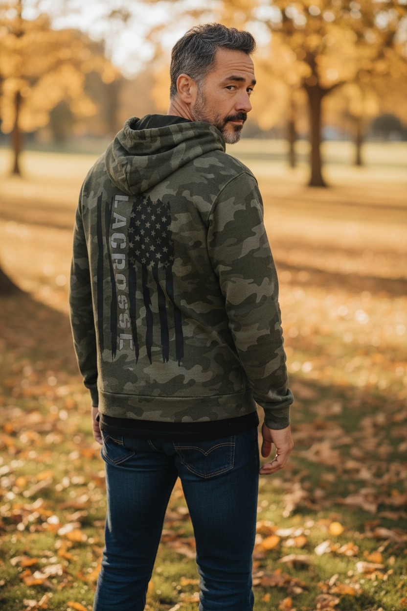 Lacrosse Flag Camo Hoodie - SUDT2200CLAXFLAG