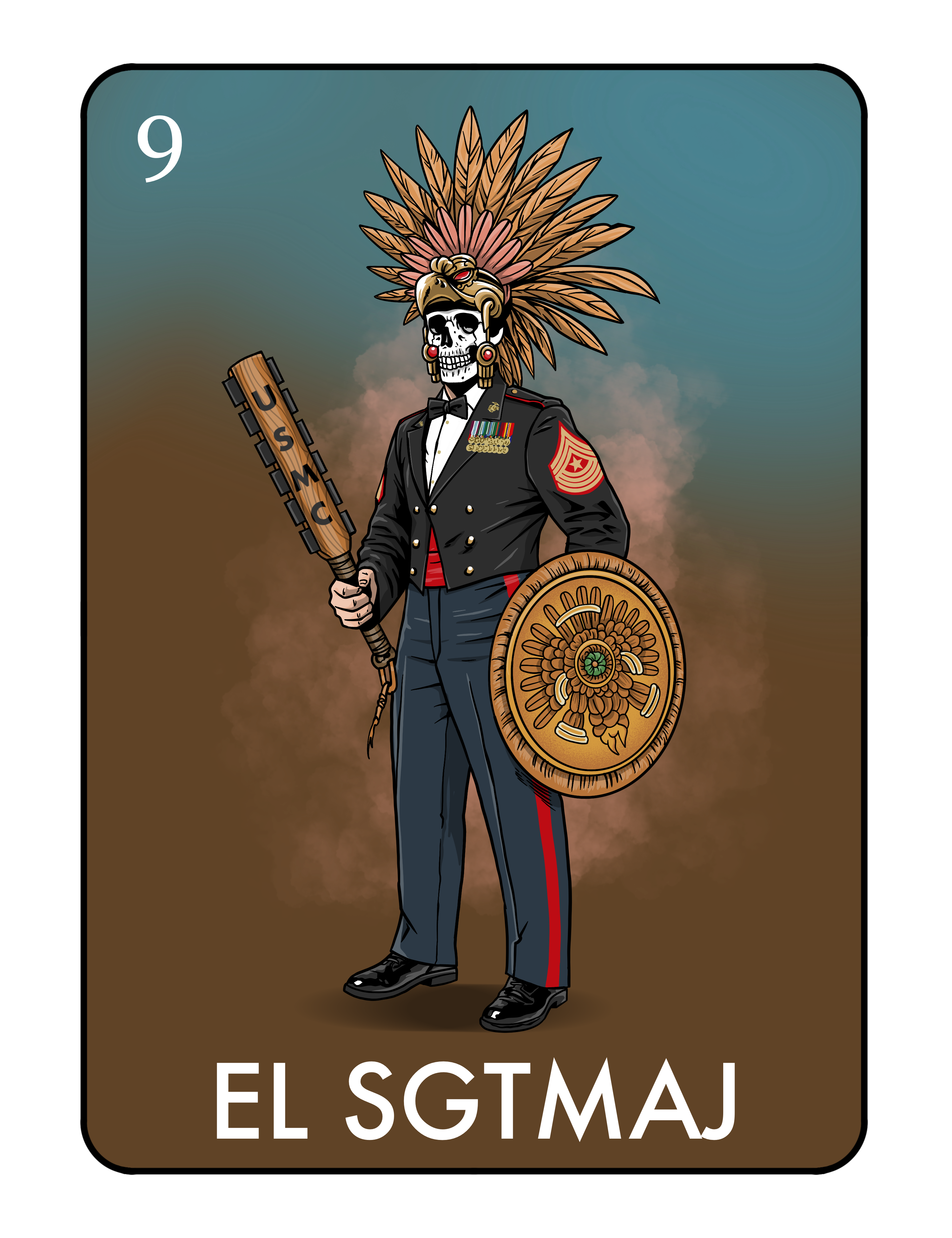 EL SGTMAJ Loteria T Shirt by La Linea MEXUSMAR