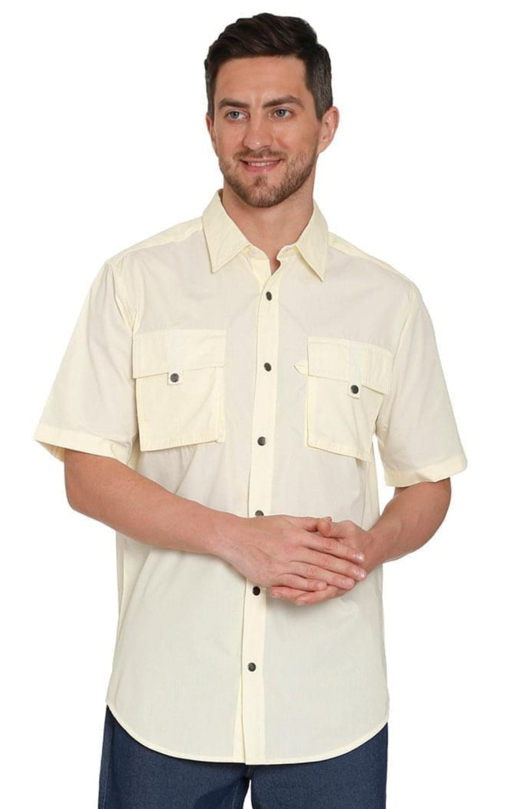 Men's Short Sleeve Easy Snap Explorer Shirt With Multi-Pockets and cool back mesh