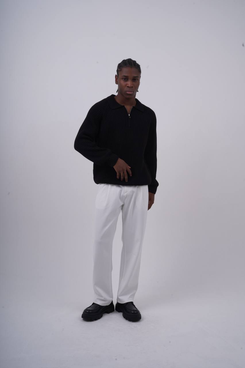 Ribbed Knit Half-Zip Sweater