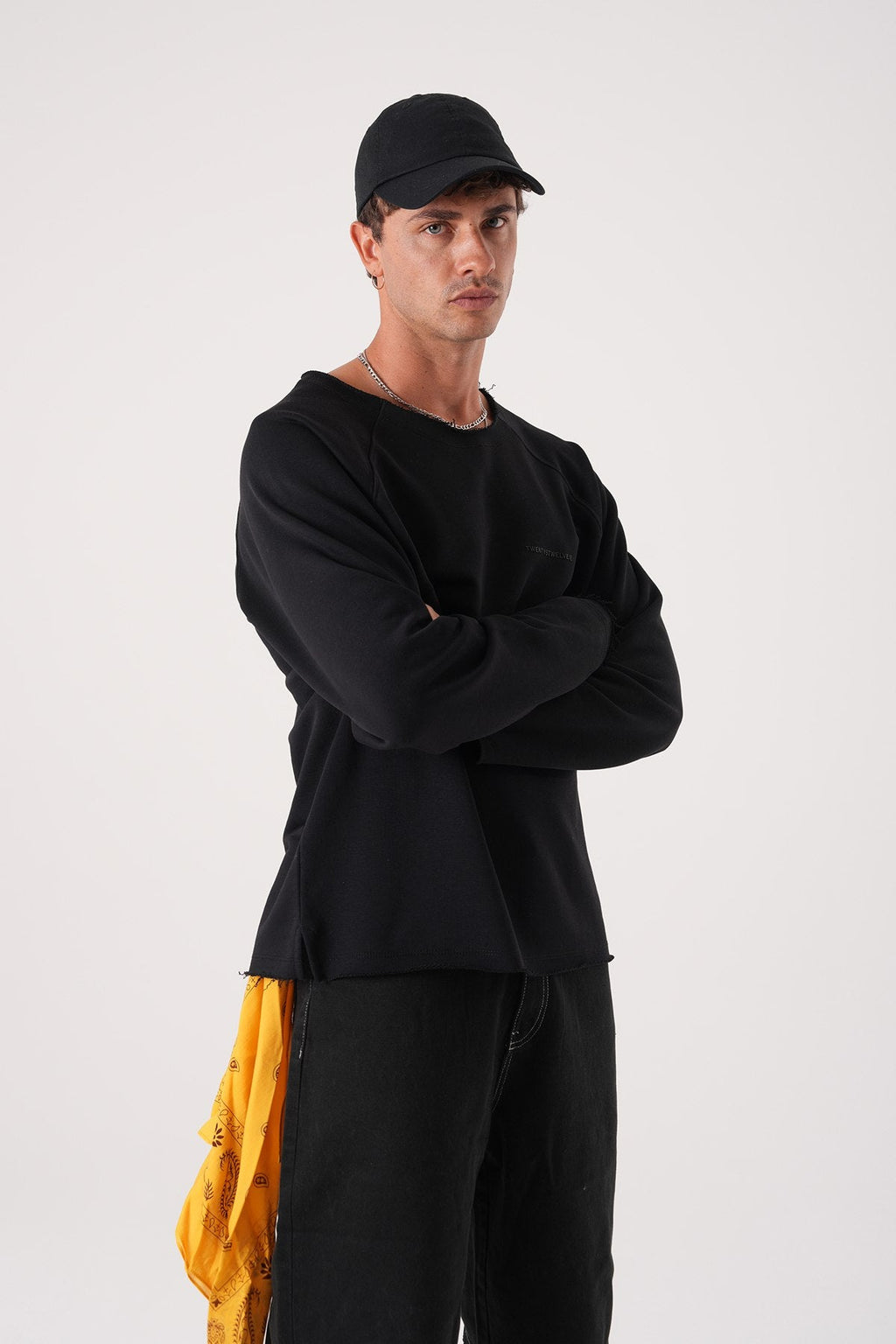 Unisex Oversized Raglan Sweatshirt - Raw Hem Detail
