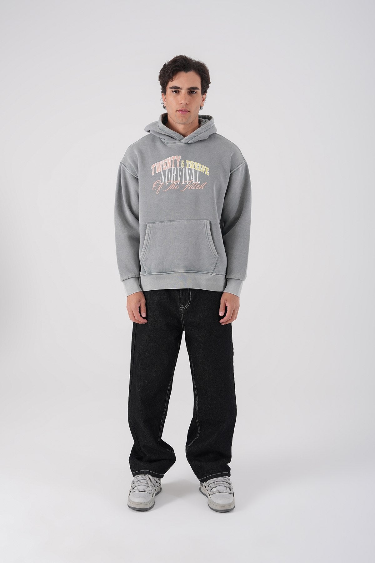 Unisex Washed Graphic Hoodie – "Survival of the Fittest" Print