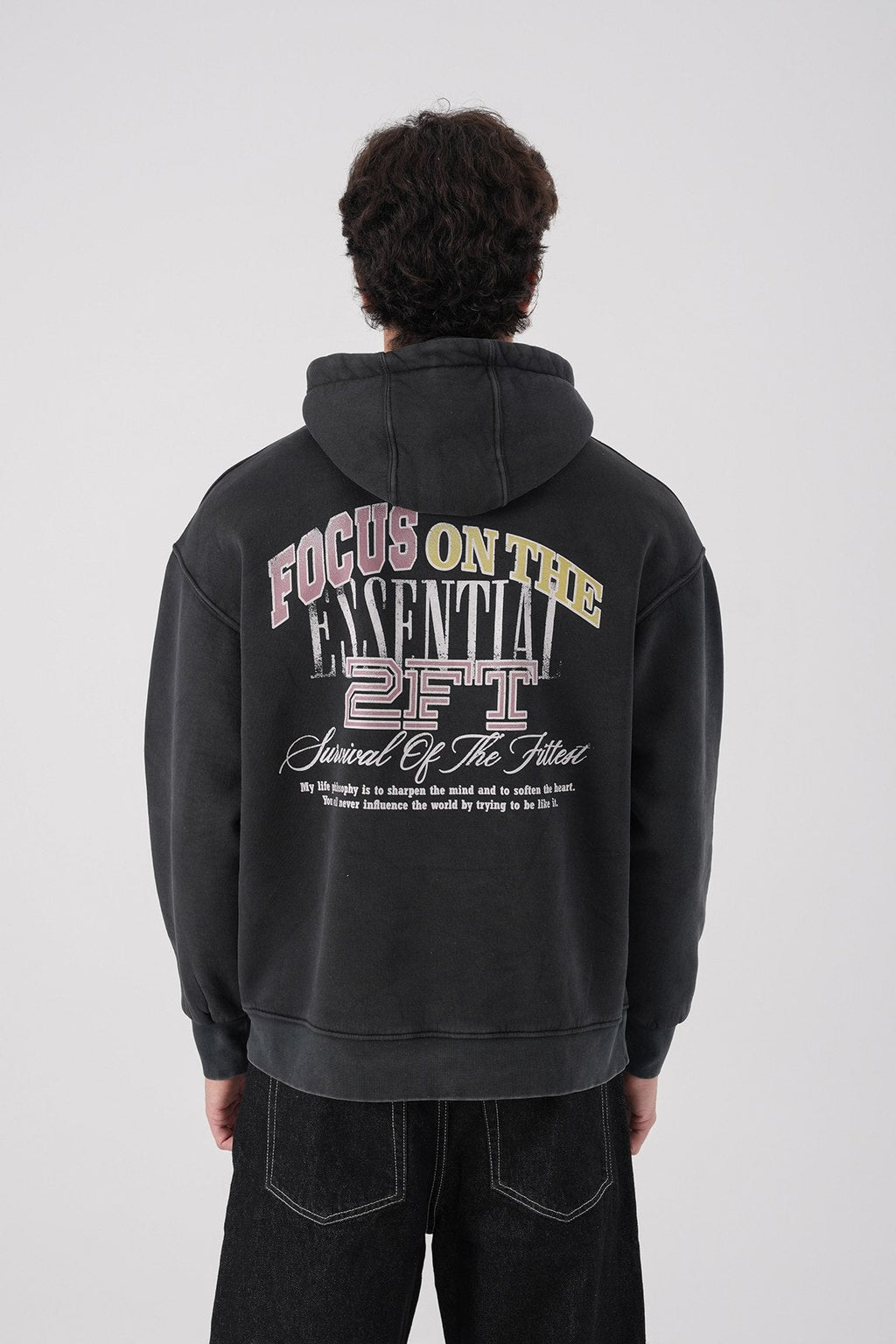 Unisex Washed Graphic Hoodie – "Survival of the Fittest" Print