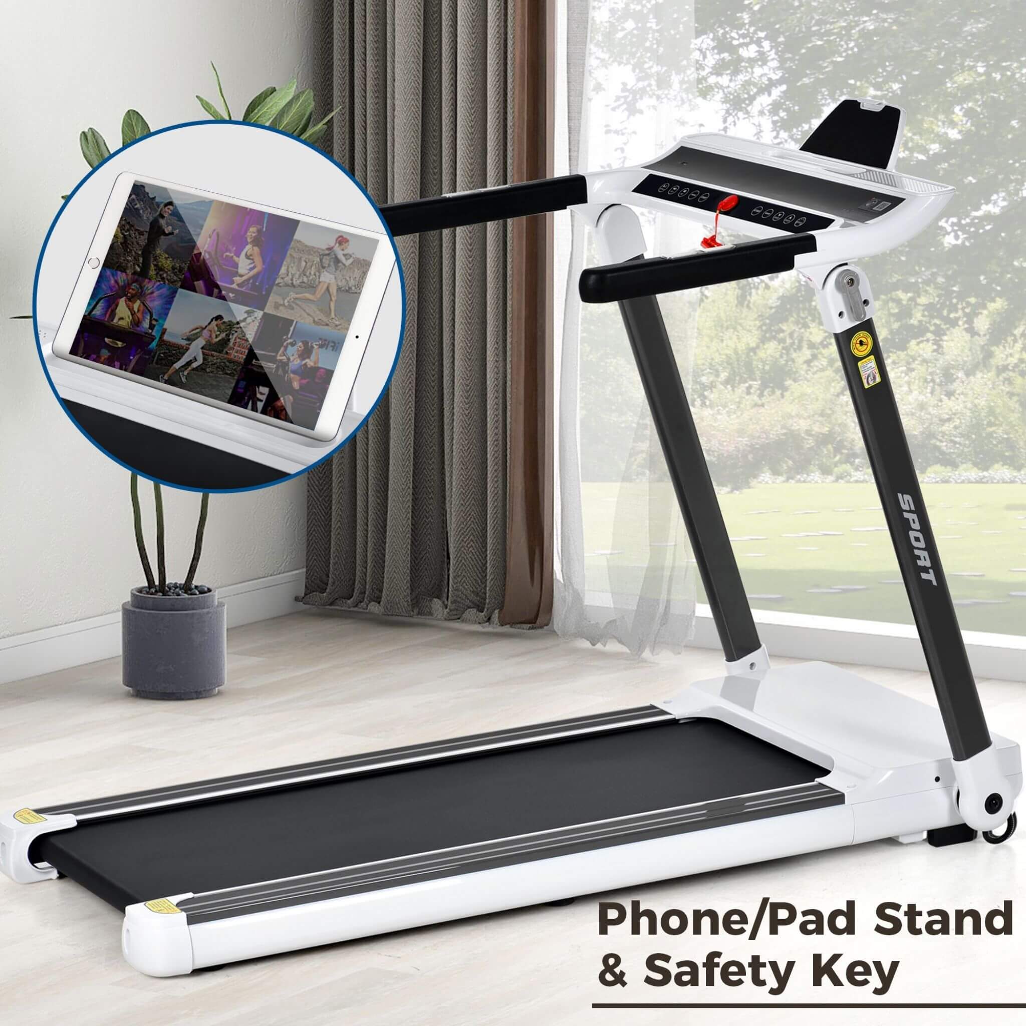Rovix Portable Compact Home Cardio Fitness Treadmill With 3.5HP Electric Motor & Bluetooth Speakers (SAK32416)
